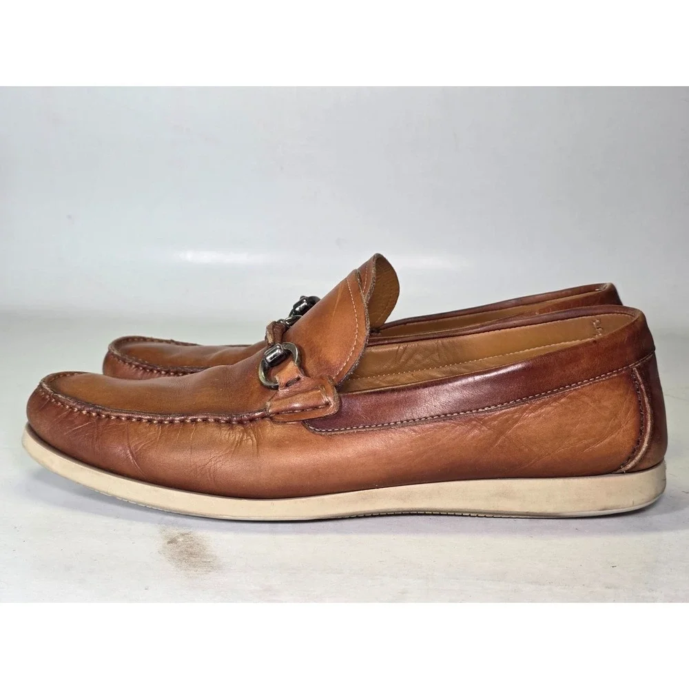 Magnanni Marbella Men's Bit Loafers Size 12 Cognac Brown Leather Slip On Shoes